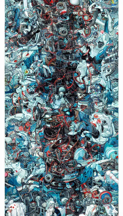 Image similar to techno artwork, by james jean,