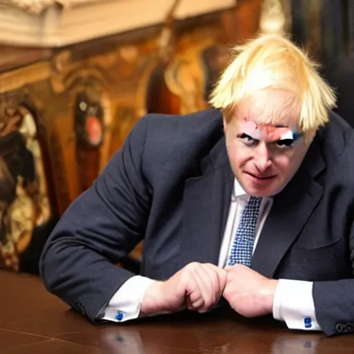 Prompt: Boris johnson pulling his socks up