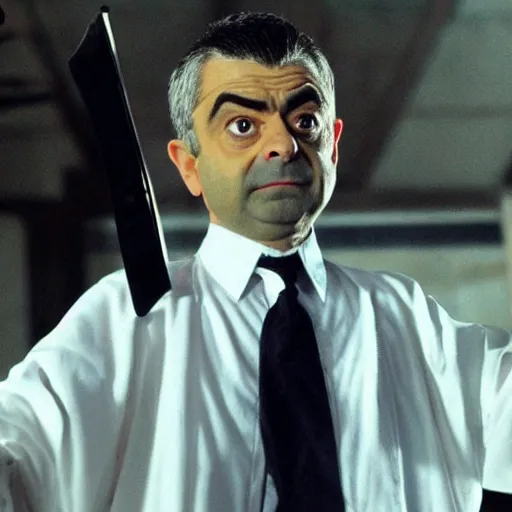 Image similar to film still of Rowan Atkinson in Kill Bill