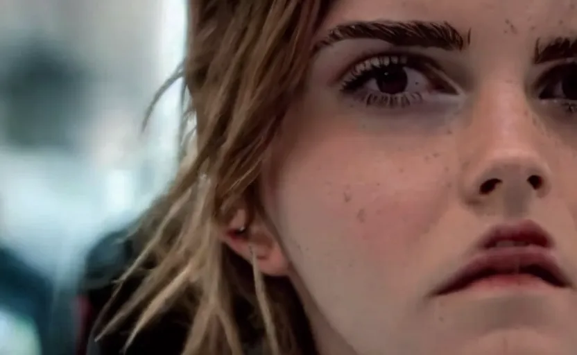 Prompt: Emma Watson says it's morbin time, screenshot from Morbius (2022), cinematic lighting, close-up