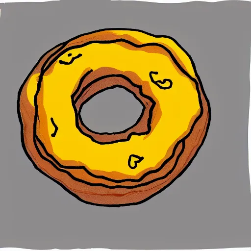 Prompt: MS paint drawing of a donut