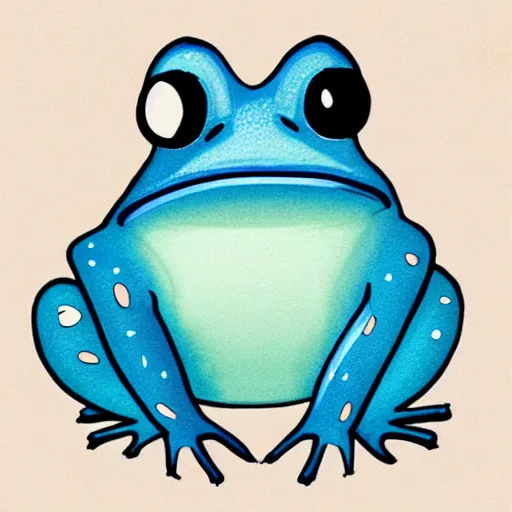 Image similar to illustration of a sad blue frog