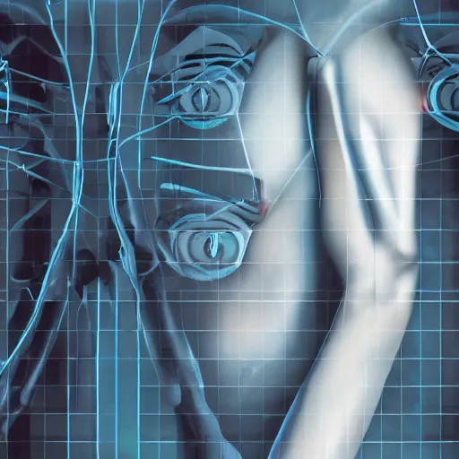 Prompt: half human half robot
