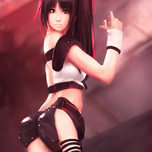 Image similar to head to toe shot of tifa lockhart by wlop, rossdraws, mingchen shen, bangkuart, sakimichan, yan gisuka, jeongseok lee, artstation, 4k