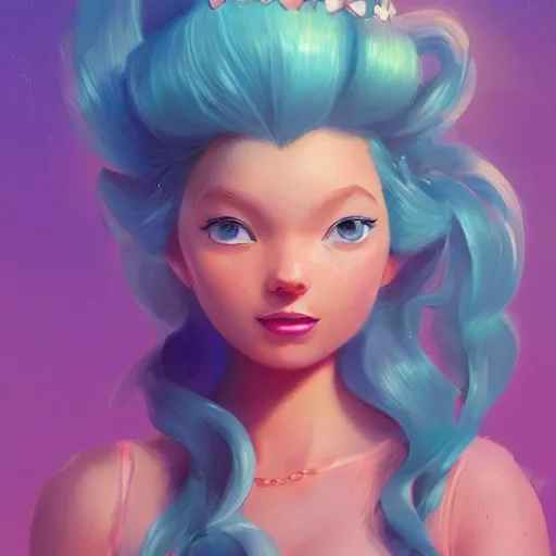 Image similar to painted portrait of princess ariel, fantastically pastel colors, octane render, matte painting concept art, official fanart behance hd artstation by jesper elsing, by rhads and makoto shinkai and lois van baarle and ilya kuvshinov and rossdraws