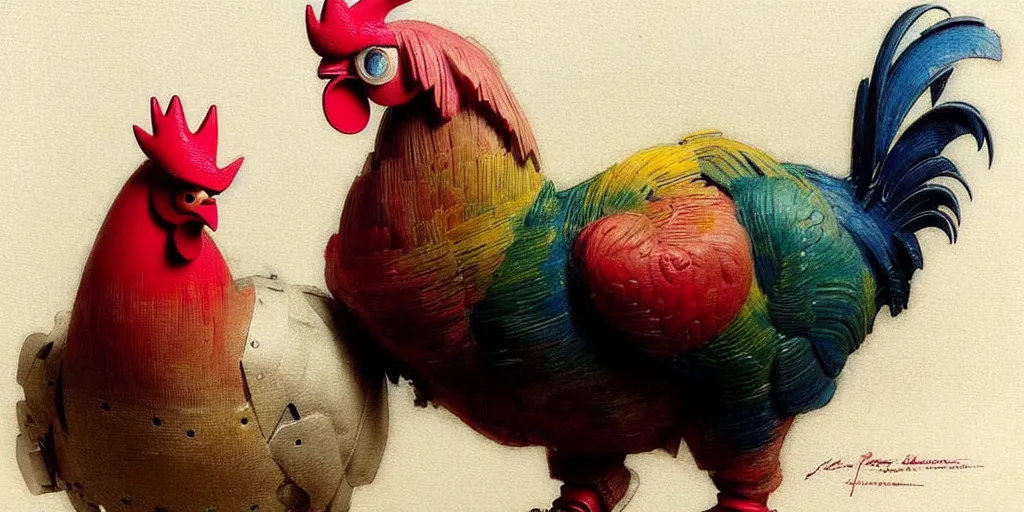 Image similar to ( ( ( ( ( 1 9 5 0 s retro future robot rooster. muted rainbow colors. ) ) ) ) ) by jean - baptiste monge!!!!!!!!!!!!!!!!!!!!!!!!!!!!!!