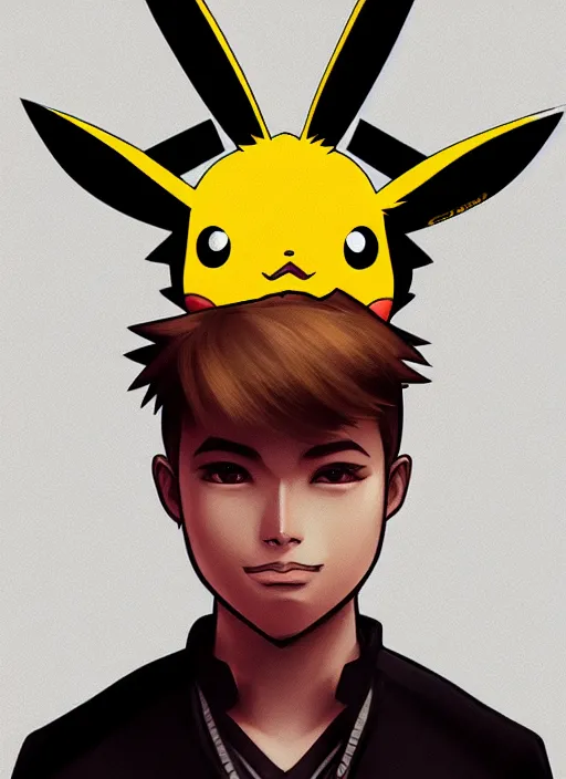 Image similar to a portrait of a pikachu as a human, high - contrast, intricate, elegant, highly detailed, digital painting, artstation, concept art, smooth, sharp focus, illustration