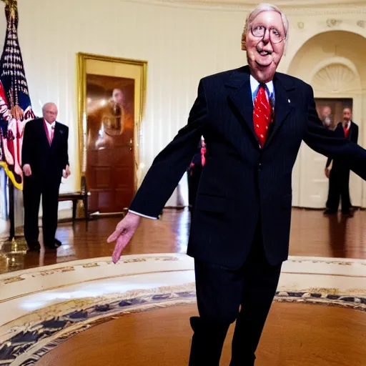 Image similar to Mitch McConnell dancing his heart out. White House photo.