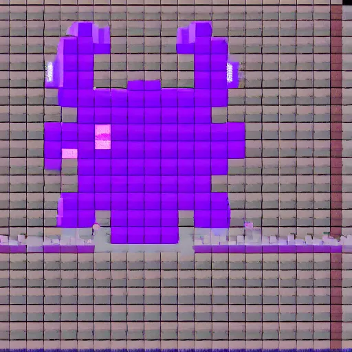Prompt: 8-bit pixel art of a cute purple goo monster