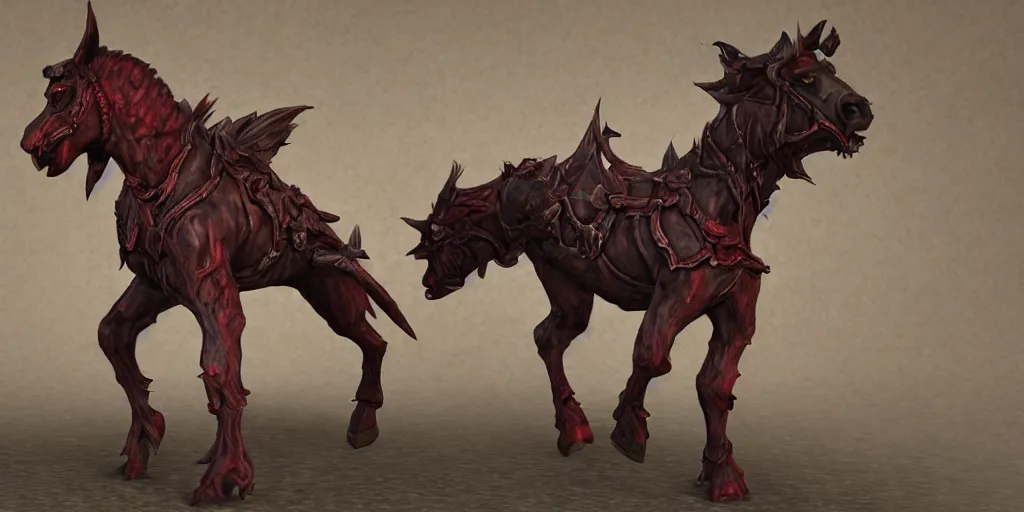 Prompt: a 3d sculpt of a dark evil abandoned circus carousel horse, world of warcraft, league of legends, red dead redemption