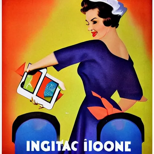 Image similar to 1 9 5 0's iphone advertisement, digital art