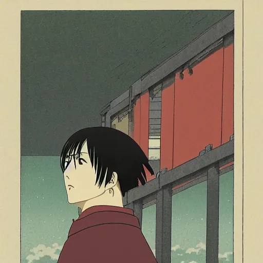 Prompt: Eren Jaeger, in the style of kawase hasui