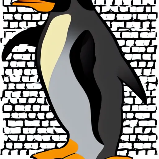 Prompt: realistic penguin professional vector graphic two color