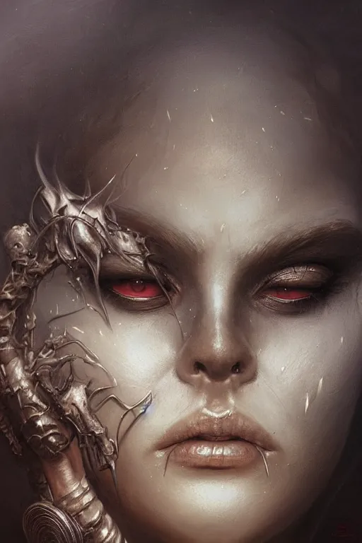 Image similar to closeup portrait shot of death of the endless, thick fancy makeup, highly detailed, digital painting, artstation, concept art, soft focus, depth of field, artgerm, tomasz alen kopera, peter mohrbacher, donato giancola, joseph christian leyendecker, wlop, boris vallejo