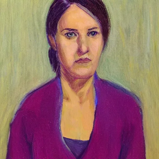 Image similar to a self portrait by a 35 year old woman