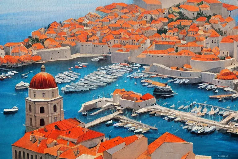 Prompt: dubrovnik,!!!! oil painting!!!!, oil in canvas, brushstrokes