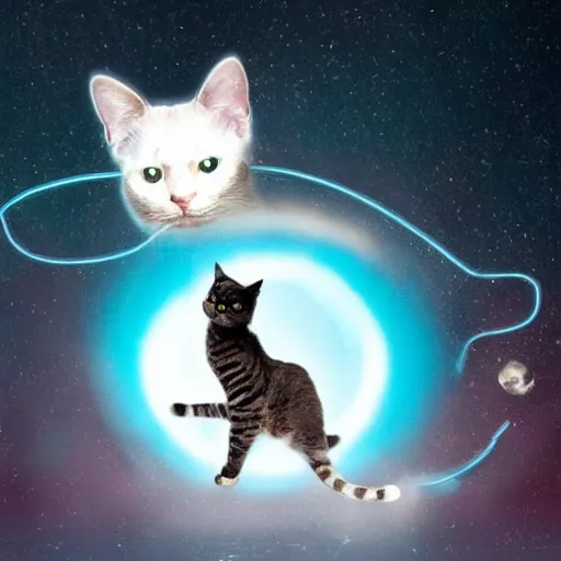 Image similar to a cat being abducted by aliens