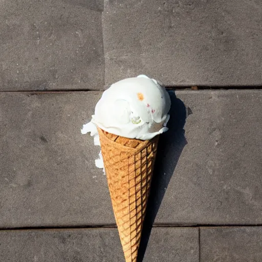 Prompt: ice cream cone made of ants