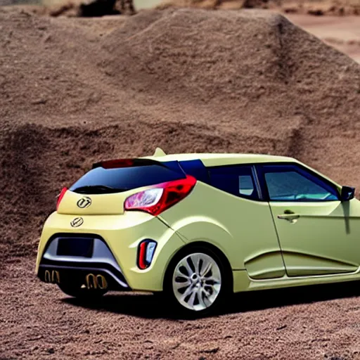 Prompt: a hyundai veloster made of clay