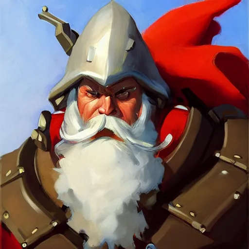 Image similar to greg manchess portrait painting of fully armored santa claus as overwatch character, medium shot, asymmetrical, profile picture, organic painting, sunny day, matte painting, bold shapes, hard edges, street art, trending on artstation, by huang guangjian and gil elvgren and sachin teng