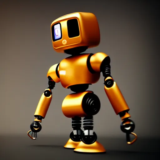 Prompt: a cute little robot, material wood. super realistic 8 k render of a dark hooded powerful elegant, cinematic composition