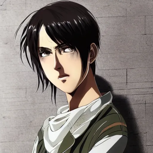 Image similar to photorealistic portrait photograph of real - life eren yeager looking at the camera, shingeki no kyojin, depth of field, soft focus, highly detailed, intricate, realistic, national geographic cover, soft glow, textured skin