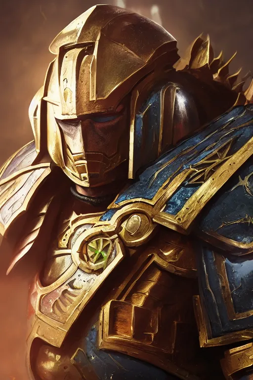 Image similar to armor portrait heros warhammer 4 0 k horus heresy fanart - the primarchs emperor by johannes helgeson animated with vfx concept artist & illustrator global illumination ray tracing hdr fanart arstation zbrush central hardmesh 8 k octane renderer comics stylized