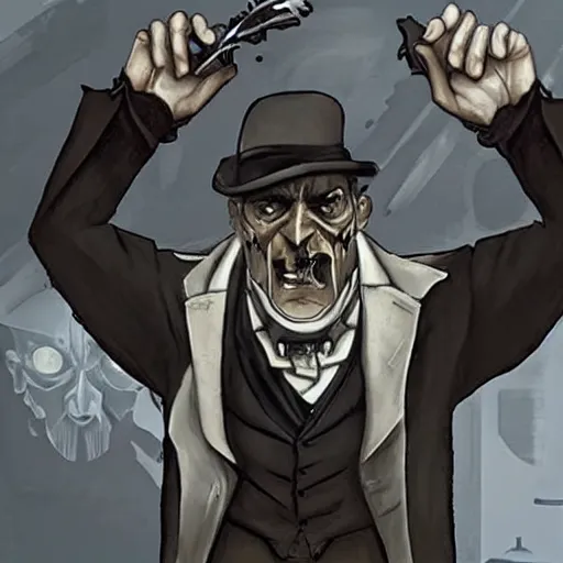 Image similar to old angry man, dishonored style