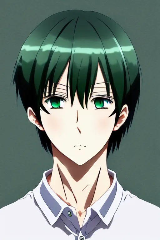 Image similar to anime art full body portrait character concept art, anime key visual of elegant young male, platinum white straight bangs and large green eyes, finely detailed perfect face delicate features directed gaze, trending on pixiv fanbox, studio ghibli, extremely high quality artwork