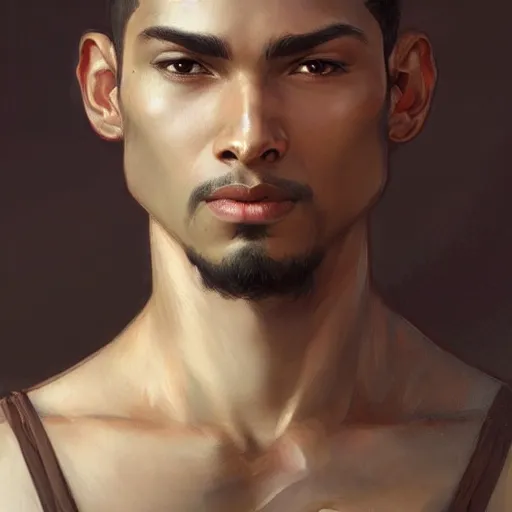 Image similar to beautiful, strong, mixed race, male, face, head shot, fantasy, highly detailed, digital painting, artstation, concept art, smooth, sharp focus, illustration, art by artgerm and greg rutkowski and alphonse mucha