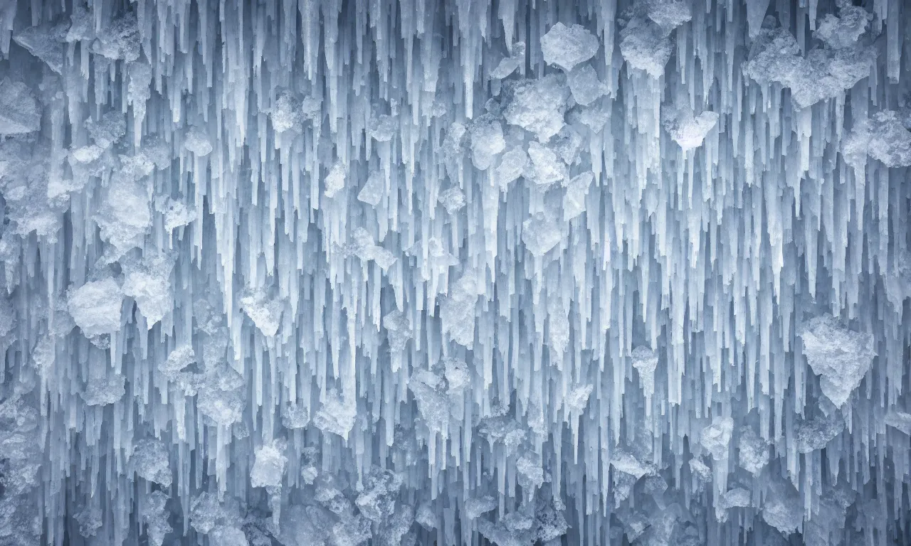 Image similar to a wall made of stacked ice in distance snowstorm ， high quality, octane render ， icey tundra, snowy landscape