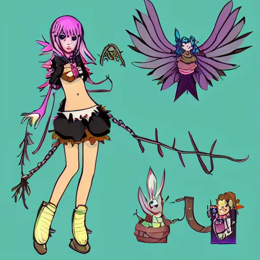 Image similar to Harpy monster girl in the style of Mon-musu Quest!