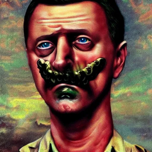 Image similar to igor ivanovich strelkov became a bloody ugly lovecraftian degenerate abomination, photo - realistic, color image, 2 k, highly detailed, bodyhorror, occult art