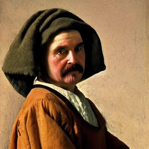 Image similar to detailed portrait of billy connolly as an 1890s milkmaid painted by vermeer