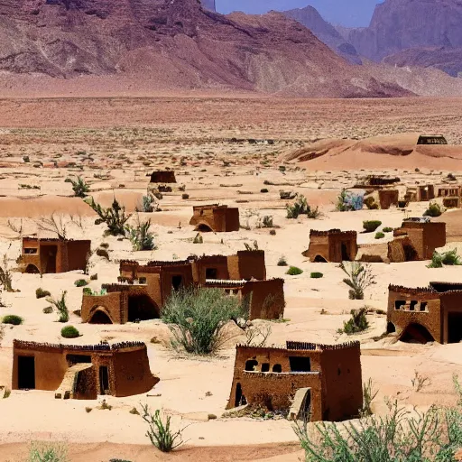 Prompt: a desert village