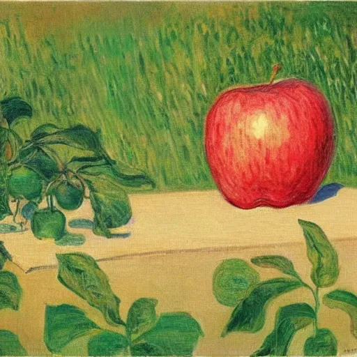Image similar to apple by monet, children book illustration