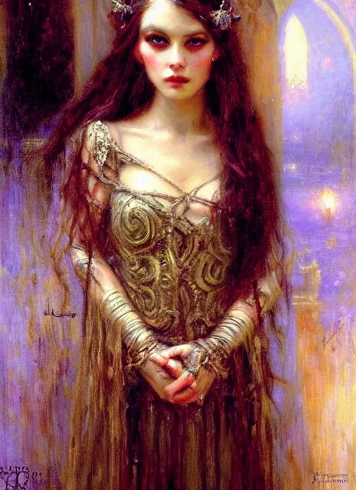 Image similar to gothic princess portrait. by gaston bussiere