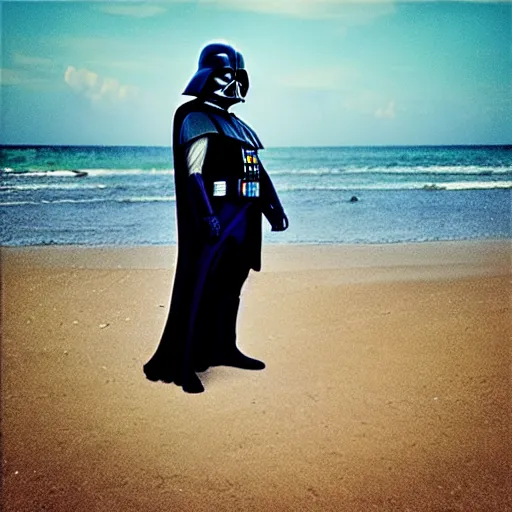 Prompt: darth vader on the beach