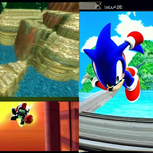 Prompt: Sonic Adventure 3 screenshot, OG Xbox, 2004 screenshot, 2004 graphics