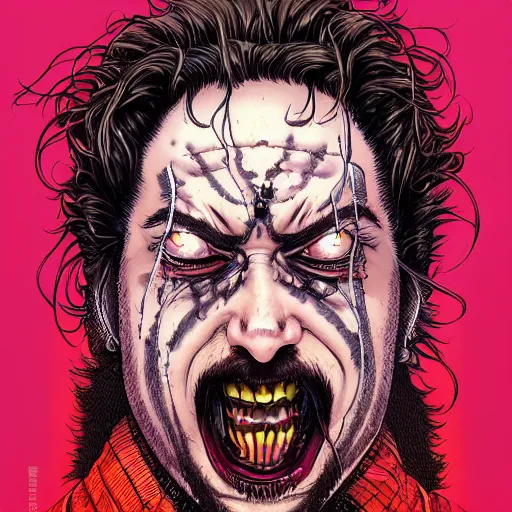 Image similar to portrait closeup of crazy post malone as vampire, symmetrical, by yoichi hatakenaka, masamune shirow, josan gonzales and dan mumford, ayami kojima, takato yamamoto, barclay shaw, karol bak, yukito kishiro