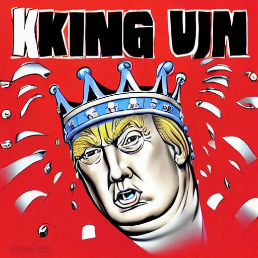 Prompt: king crimsons cover art for 2 1 st schizoid man but with donald trump