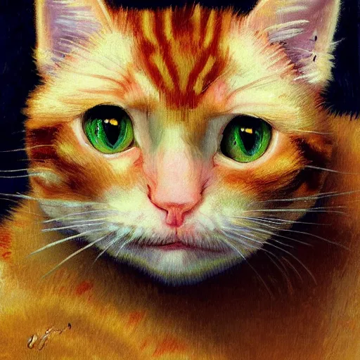 Prompt: ginger kitten by Van Gogh, portrait , close up, hyper detailed, digital art, artstation, high definition cgsociety, sk, render, cinematic, symmetry, oil painting, canvas