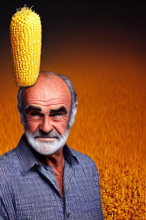 Image similar to 📷 sean connery is corn, made of food, head portrait, dynamic lighting, 4 k