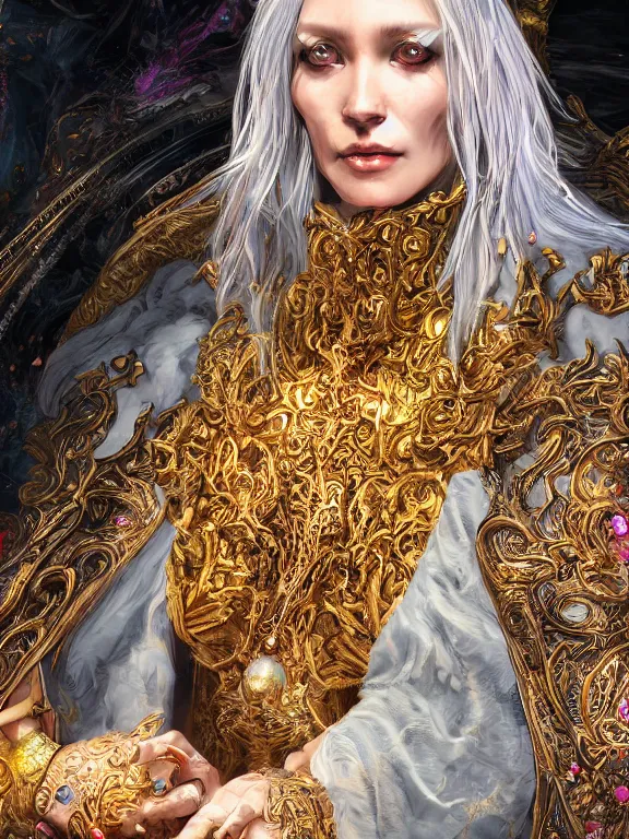 Prompt: portrait art of 8k ultra realistic lich wizard , detailed intricate ornate robe, full of colour, cinematic lighting, trending on artstation, 4k, hyperrealistic, focused, extreme details,unreal engine 5, cinematic, masterpiece, art by ayami kojima, giger