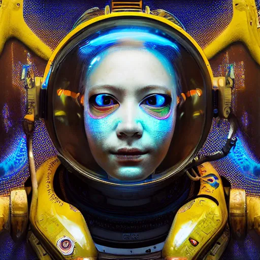 Image similar to hyperrealistic portrait of a venus monster astronaut, full body portrait, well lit, intricate abstract. cyberpunk, intricate artwork, by Tooth Wu, wlop, beeple. octane render,in the style of Jin Kagetsu, James Jean and wlop, highly detailed, sharp focus, intricate concept art, digital painting, ambient lighting, 4k, artstation