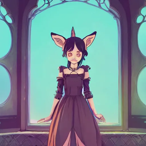 Prompt: a pretty girl with fox ears wearing an ornate dress in her castle chambers, anime key visual, lois van baarle, ilya kuvshinov, rossdraws, artstation