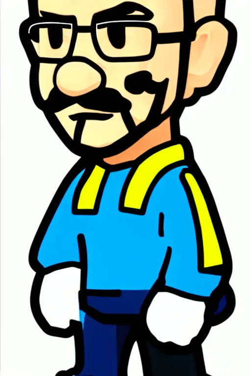 Prompt: walter white, in the style of super mario, highly detailed,