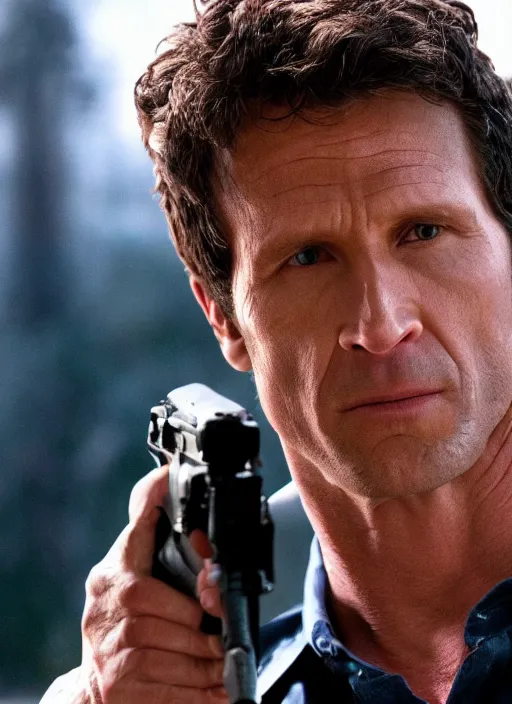 Image similar to film still of Todd Howard as Martin Riggs in Lethal Weapon, 4k