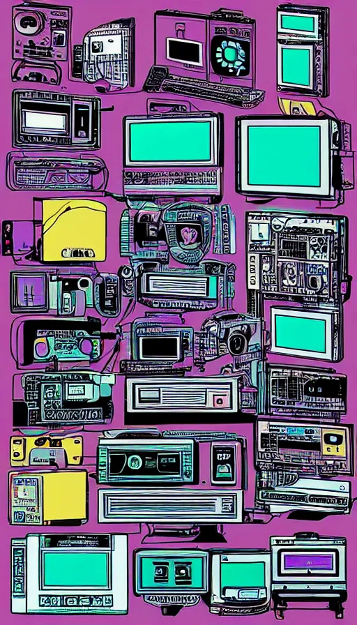 Image similar to 9 0 s technologies digital art. illustrator