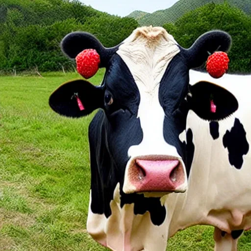Prompt: a cow made out of fruit